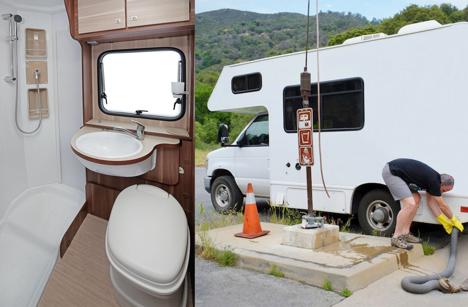 Portable RV/camper toilet and holding tank setup in Chehalis, Washington